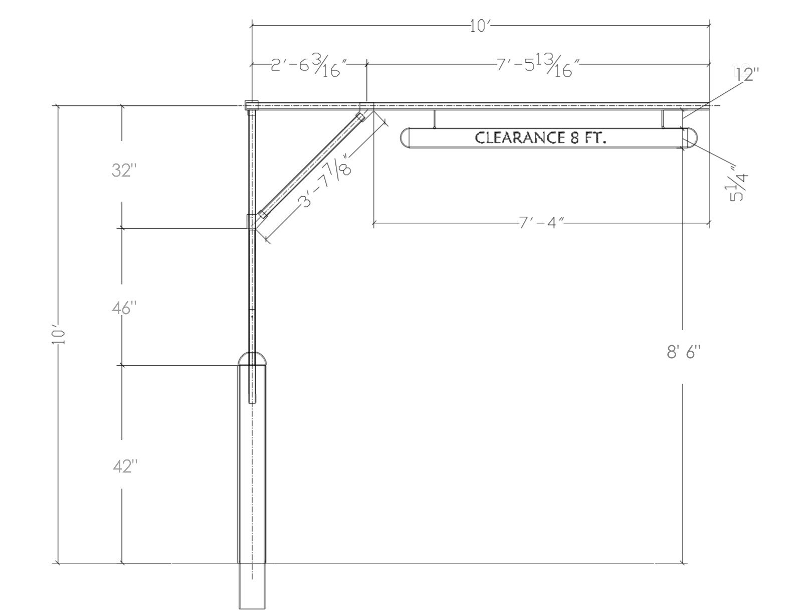 Free Standing Clearance Bar Dimensions